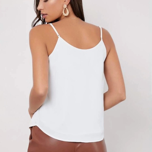 Minimalist dressy tank top v neck cami white - Picture 2 of 14